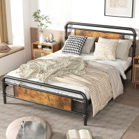 Williston Forge Jas Bed Frame with Headboard, Heavy Platform Bed Frame with Strong Metal Foundation, Easy Assembly