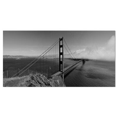 Design Art Golden Gate Bridge in Grey Panorama Sea Bridge Photographic Print on Wrapped Canvas in Arts & Collectibles