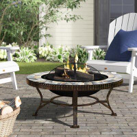 Astoria Grand Panig 19.69'' H x 34'' W Steel Wood Burning Outdoor Fire Pit with Lid