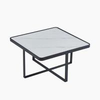 Latitude Run® Square coffee table, metal frame with sintered stone table top