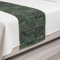 Bayou Breeze Bayou Breeze Tropical Bed Runner, Exotic Pattern Of Monstera Leaves Hawaiian Plantation, Decorative Accent