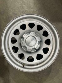 GM 6 bolt 17 inch x 8 inch wide steel wheels with TPMS sensors and center caps