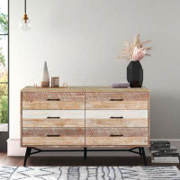Corrigan Studio Six Drawer Wooden Dresser With Metal Angled Legs, Brown And Black