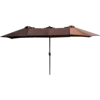 Dovecove 15 Ft Double Sided Outdoor Umbrella Rectangular Large With Crank For Patio Shade Outside Deck Or Pool, Red
