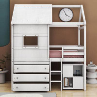 Harper Orchard Magrans Kids Twin Loft Bed with Drawers