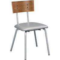Orren Ellis Acima Metal Side Chair in Silver Pu & Walnut