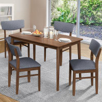Ebern Designs 5 Pieces Modern Dining Table Set With 1 Rectangular Table And 4 Chairs Fabric Cushion For 4 All Rubber Woo