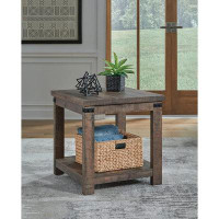 Signature Design by Ashley Signature Design By Ashley Hollum Rustic End Table With Shelf, Dark Brown