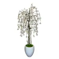 Creative Displays, Inc. Faux Cherry Blossom Tree in Fiberstone Planter White
