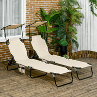 Outdoor Chaise Lounge Set 22" W x 74.8" D x 11" H Tan
