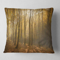 East Urban Home Forest Thick Fall with Fog Pillow