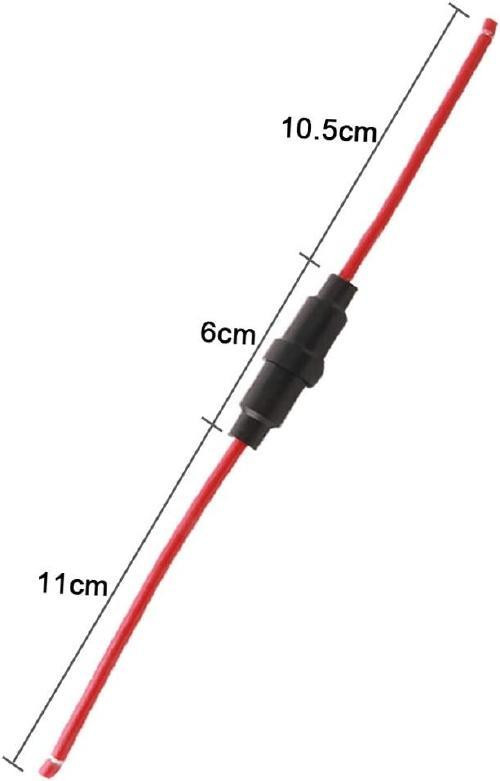 6X30mm Inline Screw Type AGC Fuse Holder with 16 AWG Wire - For Fast-Blow Glass Fuse - Black/Red in General Electronics