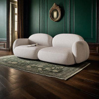 ULTORU 62.95" Creamy White Granular Velvet Linen Standard Sofa cushion Loveseat
