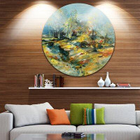 Design Art 'Abstract Landscape' Oil Painting Print on Metal