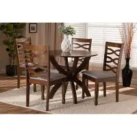 Red Barrel Studio Lefancy Grey Fabric Upholstered and Walnut Brown Finished Wood 5-Piece Dining Set