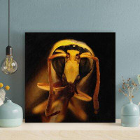 Rosalind Wheeler Yellow And Black Bee On Brown Plant - Wrapped Canvas Painting