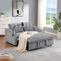 My Lux Decor 3 In 1 Sleeper Sofa Couch Bed,Velvet Convertible Loveseat Sleeper Sofa With Swivel Phone Stand,Storage Pock