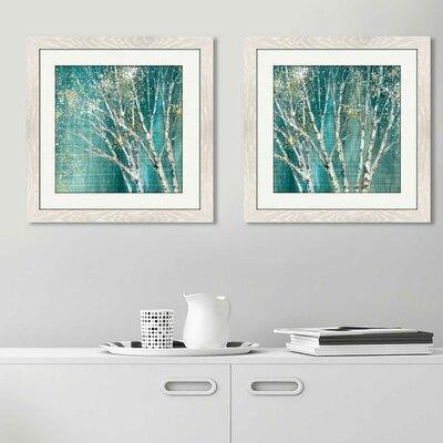 Winston Porter 'Blue Birch Horizontal' 2 Piece Framed Acrylic Painting Print Set in Arts & Collectibles