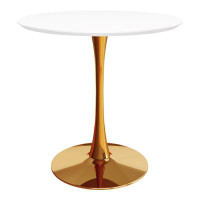 Lux Comfort 36" White And Gold Metal Dining Table