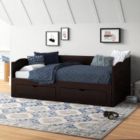 Lark Manor Twin Size 2 Drawers Wood Extendable Daybed