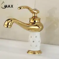 Elegant Bathroom Faucet With Diamond Shiny Gold,White With Diamond Finish