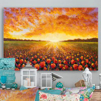 Winston Porter Sunset On Poppies Wildflowers Field - Traditional Canvas Wall Decor