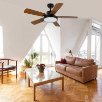 Wrought Studio Simple Deluxe 44-Inch Ceiling Fan With LED Light And Remote Control, 6-Speed Modes, 2 Rotating Modes , Ti