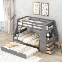 Harriet Bee Twin Over Full Bunk Bed With Trundle And Built-In Desk