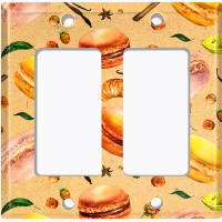WorldAcc Metal Light Switch Plate Outlet Cover (Colourful Macaron Treat Orange  - Double Rocker)