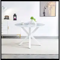 Ivy Bronx 42.1" Table Cross Leg Mid-Century Dining Table For 4-6 People With Round Mdf Table Top