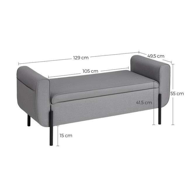 NEW GRAY STORAGE OTTOMAN BENCH BOX BEDSIDE LOM072G02 in Other in Lloydminster - Image 3