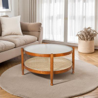 Bay Isle Home™ Katara Solid Ash Wood Coffee Table, Glass Coffee Table