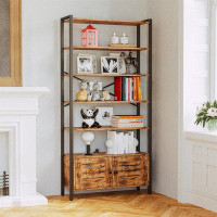 17 Stories Modern 5-Tier Bookcase With Wheels And Adjustable Height | Spacious Storage Solution For Home Office, Bedroom
