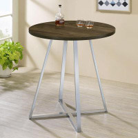 Millwood Pines Sled Base Round Bar Table Brown Oak And Chrome