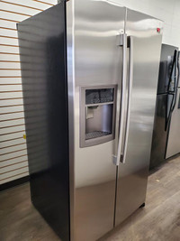 Stainless steel LG fridge side by side (No ice , no water), 3 months warranty on cooling system