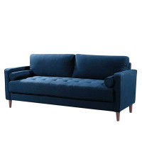 Latitude Run® Latitude Run® Lorelei Mid-Century Modern Cushion Back Upholstered Sofa, Navy