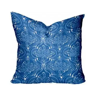Lefancy Unique and decorative this comfortable 12 x 18 blue and white zippered ikat lumbar indoor ou...