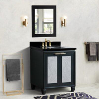 Rosdorf Park 31" Single Sink Vanity In Black Finish With Black Galaxy Granite With Rectangle Sink-Mirror Included-Granit