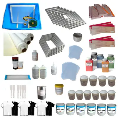 6 Color Screen Printing Materials Kit Press Tools&amp; Ink Consumables 006531