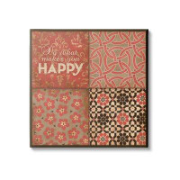 Stupell Industries Do What Makes You Happy Vintage Red Patterns XXL Stretched Canvas Wall Art By Stephanie Workman Marro