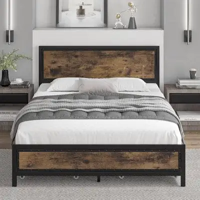 Trent Austin Design Ritenour Metal Storage Bed Frame with 4 Drawers
