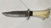 Custom 7" Damascus Steel Knife With Bone Handle