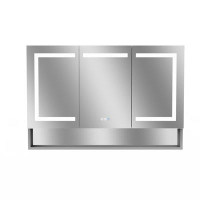 Orren Ellis Recessed or Surface Mount Frameless 3 of Door Medicine Cabinet LED with 3 Adjustable Shelves and Electrical