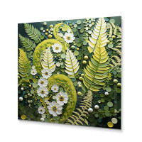 Winston Porter Light Green Ferns Plant Whimsical Spirals I - Floral Metal Wall Art Prints