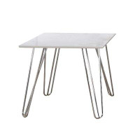 Ivy Bronx Hairpin Leg Square End Table White And Chrome