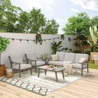 HAPPATIO StyleSeat 4-Piece Aluminum Outdoor Conversation Set with Sofa