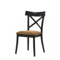 Gracie Oaks Polett Side Chair(Set-2), Brown Leathaire & Black Finish