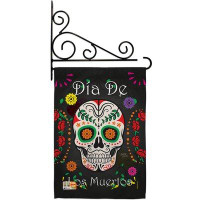 Breeze Decor Dia De Los Muertos - Impressions Decorative Metal Fansy Wall Bracket Garden Flag Set GS112009-BO-03