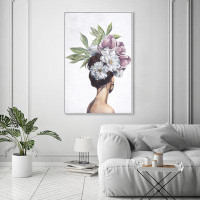 Oliver Gal "Pretty Floral Design", Classic Flower Headdress Glam White Canvas Wall Art Print For Bedroom