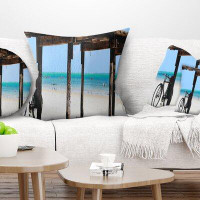 Made in Canada - East Urban Home Seascape Sand Beach in Zanzibar Island Pillow